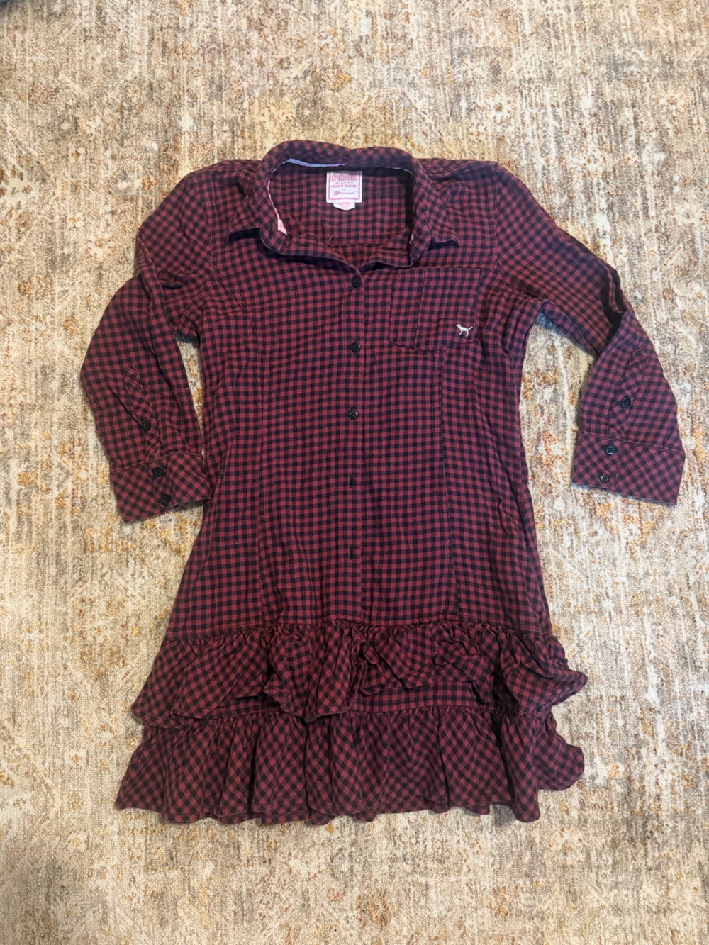 Victoria's Secret Burgundy and Black Plaid Ruffle Texas A&M  Dress